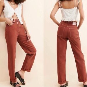 Free People x Zee Gee Why NEW Women’s Hi & Loose Brown Jeans Sz.26x31 Retro 90s
